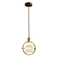 Lustre rond en cristal de luxe nordique tout en cuivre avec éclairage LED, installation suspendue pour chambre à coucher/salle de séjour