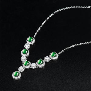 Pendentif en jade vert naturel, colliers de luxe, incrustation en argent S925, accessoires pour femmes, bijoux, certificat d'évaluation D169 - Product Image 2