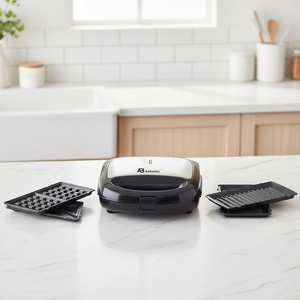 Anbolife Mini gaufrier électrique rotatif <span class=keywords><strong>pas</strong></span> <span class=keywords><strong>cher</strong></span>, 3 emplacements, en acier inoxydable, avec <span class=keywords><strong>grille</strong></span>-sandwich amovible, pour usage domestique - Product Image 6