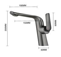Robinet de lavabo de salle de bain moderne, monotrou, à commande tactile, chromé, à montage sur comptoir, avec mitigeur, en zinc, avec cartouche céramique, courbé