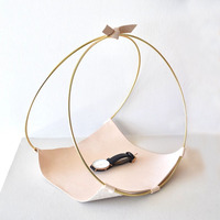 Plateau de rangement pliable organisateur de maison à la mode avec porte-anneau en laiton pour bijoux et bureau panier de plateau de bijoux en cuir