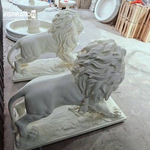 Sculpture de lion gardien <span class=keywords><strong>en</strong></span> pierre moulée pour l'entrée d'hôtel, décoration d'architecture classique, statue de lion <span class=keywords><strong>en</strong></span> grès artificiel - Product Image 3