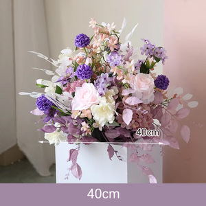 Vente en gros usine : Arrangement floral suspendu élégant de roses violettes, de luxe, 100 cm, pour décoration de scène de mariage, allée d'événements, sol et table - Product Image 3