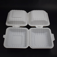 Boîte à hamburger en amidon de maïs biodégradable de haute qualité, écologique, à trois compartiments, de 6 pouces, 8 pouces et 9 pouces