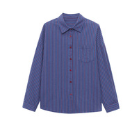 Chemise à manches longues en coton, style rétro JGG, à rayures contrastées, col à revers, coupe ample, nouvelle collection printemps, Sn8627