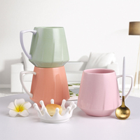 Tasse à café de luxe en céramique, avec couvercle et cuillère, cœur, cadeau pour mères