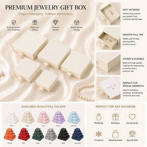 Boîte cadeau élégante de luxe en papier avec ruban coulissant pour bijoux, colliers et bagues, personnalisable avec logo, petite taille - Product Image 1