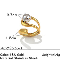 Nouvelle Arrivée Gaovo : Bagues Bicolores Or et Argent avec Perles Sphériques, Bijoux Tendance pour Femme en Acier Inoxydable 304 de Qualité Supérieure
