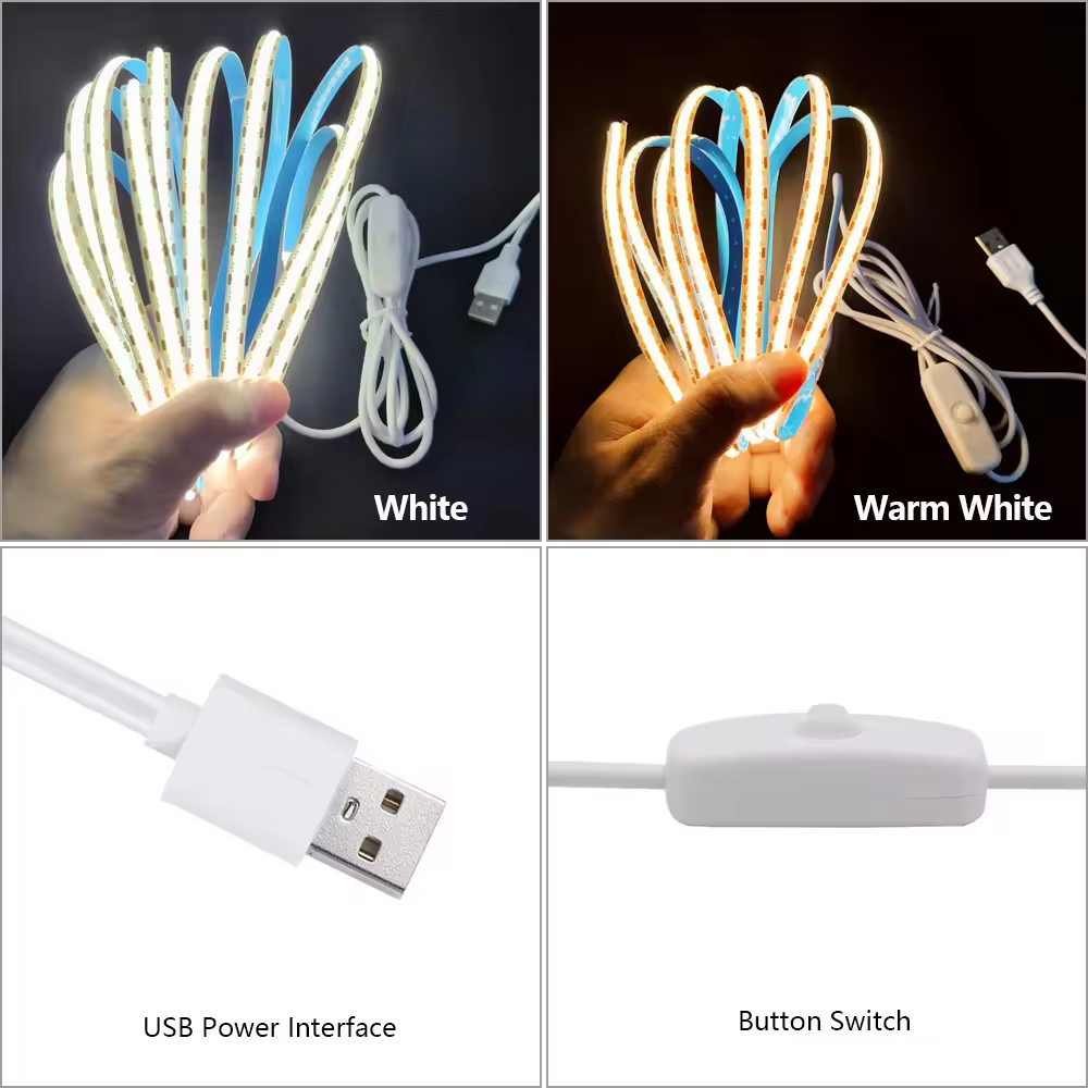 5V COB Flexible Light with USB Tape Switch Live Fill Light Atmosphere Mirror Headlight Gaming Room Decorative Light Strip · image 4