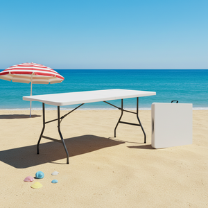 Table pliante d'extérieur 6 pieds (180 cm) de long, design moderne, structure en plastique et en fer - Product Image 2