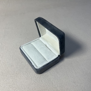 Factory Wholesale Custom Luxury Grey Velvet Jewelry <b>Box</b> Set For <b>Ring</b> Bracelet Pendant Necklace Earring Embossed Logo Available - Product Image 5
