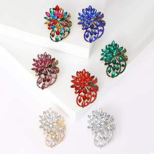 Rhinestone Flower Brooches Women Customized Fashionable Large Classic Vintage Elegant Stainless Steel Gold Plated Gift - Product Image 5