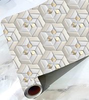Papier peint PVC UDK à motif géométrique blanc avec adhésif intégré et design imperméable en relief profond pour la décoration de la maison en DIY