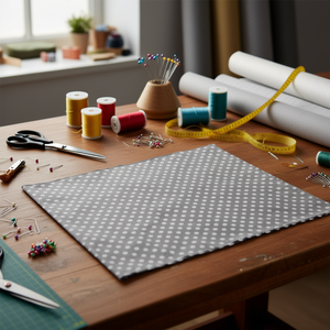 Tessuto a pois Iln 100x150cm grigio con pois bianchi per artigianato e cucito - Product Image 3