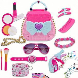 Kit de maquillage pour filles, jouets pour tout-petits, princesse rose, jeu de simulation pour filles, ensemble de déguisement pour fête, jouet pour enfants - Product Image 1