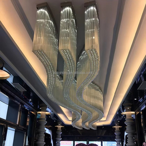 Customized Hotel Lobby Big Size Lamp Glass Hanging Modern Luxury White Gold Led Crystal <strong>Chandelier</strong> Light - Product Image 4