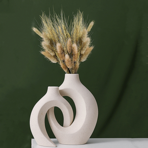 Hot Selling Unglazed Ceramic Donut <b>Vase</b> <b>Set</b> Natural Bouquet <b>Vases</b> Nordic Modern Irregular <b>Vase</b> Decor - Product Image 4