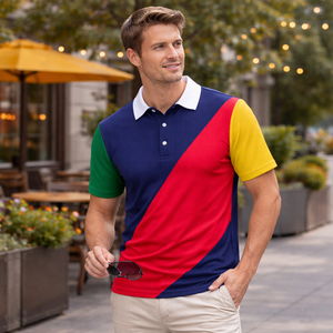 Polo Personalizado Multicolor para Hombre, Polo Deportivo con Paneles en Contraste para Eventos Deportivos, Uniforme de Club, OEM, ODM - Product Image 3