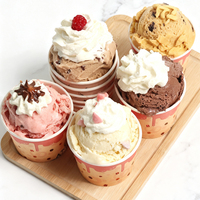 Gobelets en papier jetables écologiques imperméables à paroi simple avec logo personnalisé de 3 oz, 4 oz, 5 oz pour crème glacée, desserts, gelato, parfaits