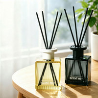 Diffuseur de parfum en verre côtelé de luxe, ensemble de diffuseurs à bâtonnets, étiquette privée, logo personnalisé, cylindre, huile longue durée, aromathérapie, parfum d'ambiance