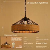 Chandelier en corde de chanvre de style industriel rétro américain de taille moyenne Suspension pour chambre pour magasin de vêtements Internet