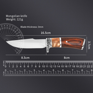 Étui à couteau en cuir Oemfactory, lame droite de 85 mm, acier, manche en bois, pour l'escalade en montagne, les voyages, couteau de poche - Product Image 6