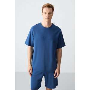 ชุดกางเกงขาสั้นโอเวอร์ไซส์ผ้าฝ้ายสำหรับผู้ชายของพาร์ลิเมนต์สีน้ำเงินพื้นฐาน 85257 - Product Image 2