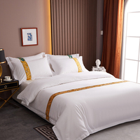Ensemble de literie 4 pièces pour lit Queen Size, 100% coton, couvre-lit, housse de couette, broderie tissée, 300 fils, toutes saisons, hôtel, maison