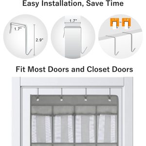 F-Color 16-Pocket Hanging Organizer Grey Mesh <b>Shoe</b> Storage Over Door Wall Mount for Cabin RV Use - Product Image 5