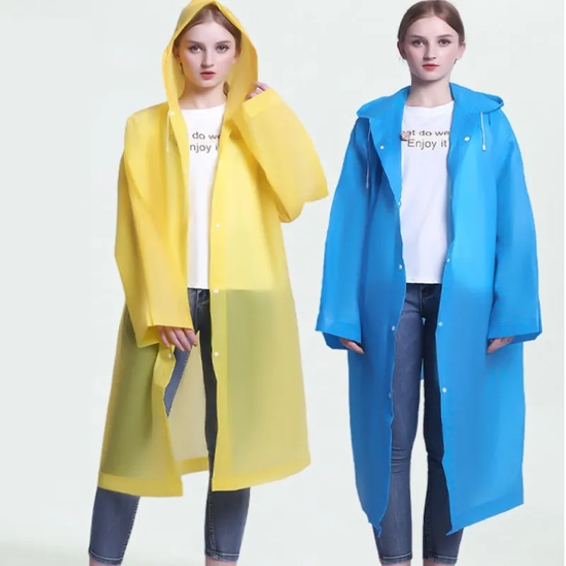Fashion Women Men Raincoat Poncho Long Sleeve Transparent Eva Peva Pvc Rain Coat Waterproof With Logo
