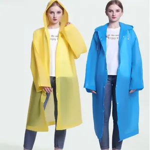 Moda Mulheres Homens Raincoat Poncho manga comprida Transparente Eva Peva Pvc Rain Coat impermeável com logotipo