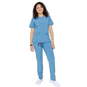 2025 nouveauté personnalisé femmes soins infirmiers gommage survêtement hôpital ensembles Zip femmes gommage élégant Slim Fit hôpital uniforme - Product Image 1