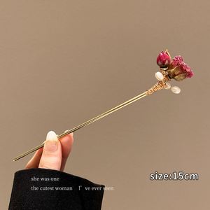 Épingles à cheveux vintage en forme de rose avec pompon, accessoires pour femmes, épingles à cheveux noires et rouges, bâtonnets à cheveux, bijoux pour coiffure - Product Image 6