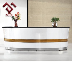 High End Round <b>Counter</b> Commercial Front Desk White Salon <b>Reception</b> Desk - Product Image 1