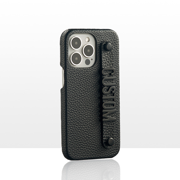 Luxury Pebble Leather Hand Mobile Phone Case Cover With Handle Finger Strap for Iphone Xs 17 13 14 15 Mini Pro Max 16 Plus