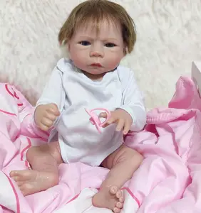 Gran oferta realista 18 pulgadas recién nacido hecho a mano realista vinilo de silicona completo Reborn Baby Doll regalos para niño