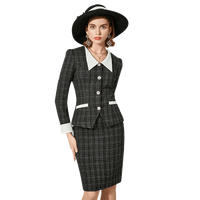 Tweed 2 pièces ensembles blazer et jupe ODM OEM vente en gros d'usine Slim Fit affaires bureau costume haut de gamme tempérament tenues