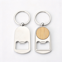 Porte-clés décapsuleur en bois de bambou naturel vierge pour sublimation, ouvre-bouteille publicitaire