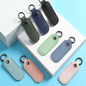 Estuche de cuero para memoria USB con llavero, mini cable de datos antipérdida con cubierta en forma de U, bolsa de almacenamiento portátil para memoria USB. - Product Image 3