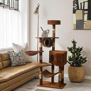Árbol para Gatos de Madera de Lujo Moderno Personalizado al por Mayor, Torre Grande para Gatos, Muebles para Mascotas, Estilo Cuerda de Sisal, Embalaje en Cartón de Gran Tamaño - Product Image 4