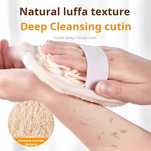 Toalla de baño natural de doble cara de potencia óptima con cepillo de fregado de lufa de diseño floral moderno Experiencia de baño cómoda - Product Image 6