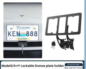 Marco de <span class=keywords><strong>Matrícula</strong></span> de Aleación de Aluminio Rego OLIVER para Tesla Model Y/3, Diseño Vertical, Bloqueable, Estándar Estadounidense, Antirrobo, 100 mm de Grosor - Product Image 6