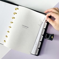 Organisateur de planificateur de luxe personnalisé A5 PU efficace noir disque lié avec diviseur stylo boucle Logo Agenda planificateur cahier