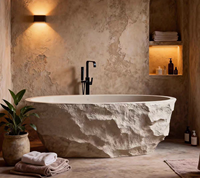 Baignoire autoportante moderne en acrylique écologique à parois cannelées, prête à l'emploi, pour usage intérieur, hôtels, villas et projets.