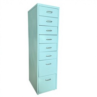Commode autoportante moderne en acier turquoise à 8 tiroirs verrouillables pour le rangement de maquillage à la maison, au bureau et dans la chambre