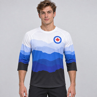 Maillot de VTT Alpine Graphic pour homme, manches 3/4 personnalisées, avec sublimation dégradée bleue pour équipes de cyclisme