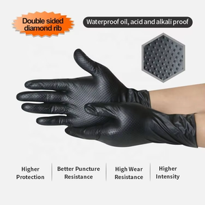 Gants d'examen en nitrile jetables noirs en gros d'usine, bouts des doigts à pois diamantés, usage général, 8 MIL d'épaisseur, durables - Product Image 4