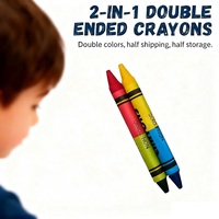 Lot de 2 crayons de cire double extrémité bicolores non toxiques pour enfants, idéal pour le dessin artistique, les fournitures scolaires et les cadeaux de fête