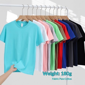 T-shirt de travail uni à col rond en coton peigné 180g, coupe ample, manches courtes, avec logo imprimé et broderie, respirant et durable - Product Image 4