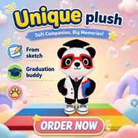 Peluche Personalizado Ecológico del Profesor Panda, Mascota Escolar de Graduación, Muñeco de Peluche con Gorro, Gafas, Bata de Laboratorio y Libros para Niños